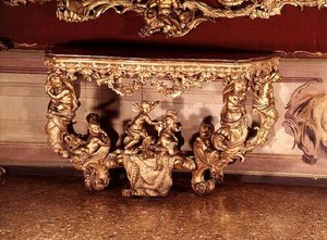 Table avec chérubins sculptés, style Rococo, vers 1730 - Italian School